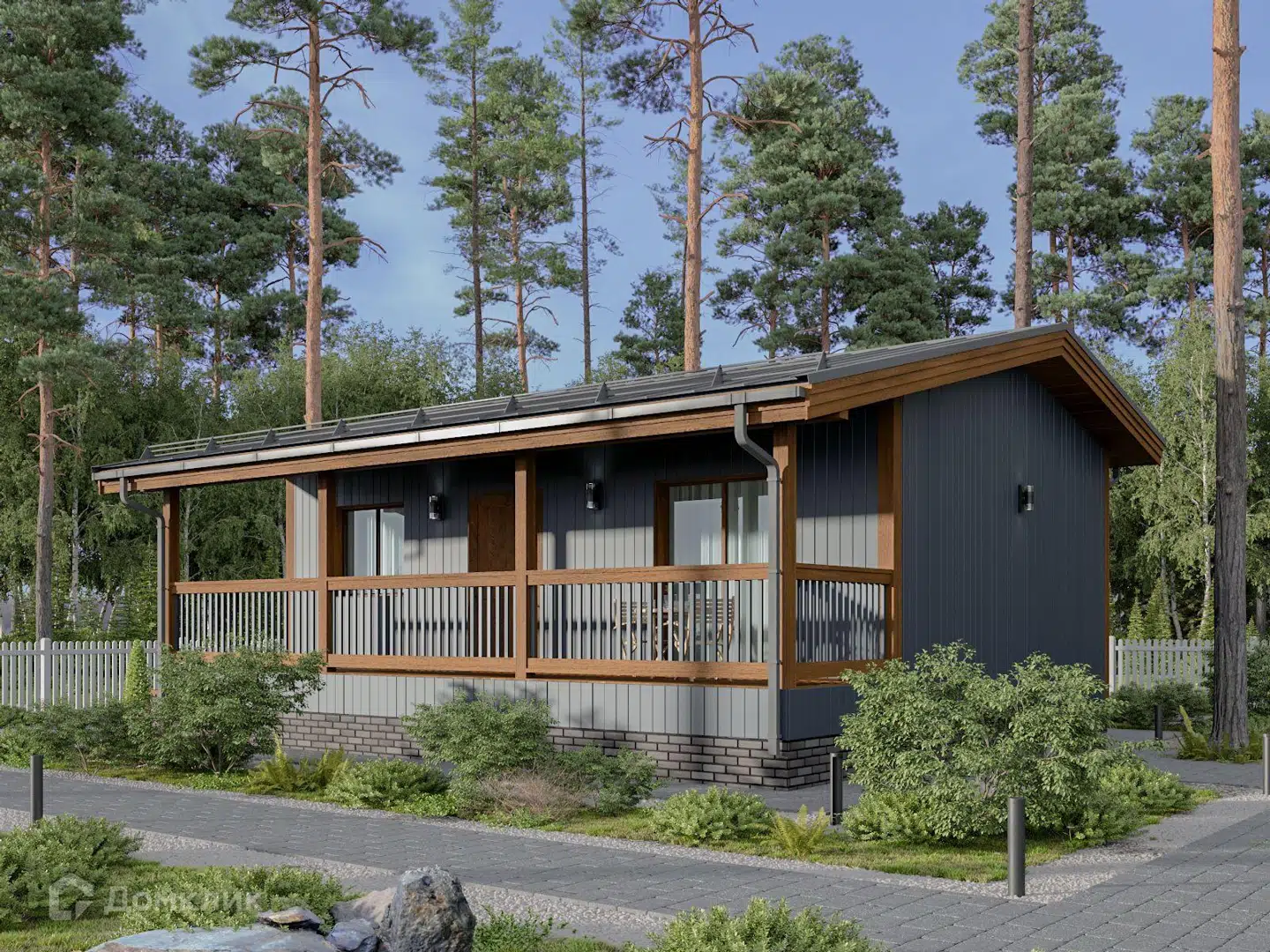 Проект дома «Мехико» компании Класс Хаус из материала Каркасный дом площадью 54м² под ключ за 2630000₽ в Донецке | 1 этаж, 2 спальни, 1 санузел – Домклик