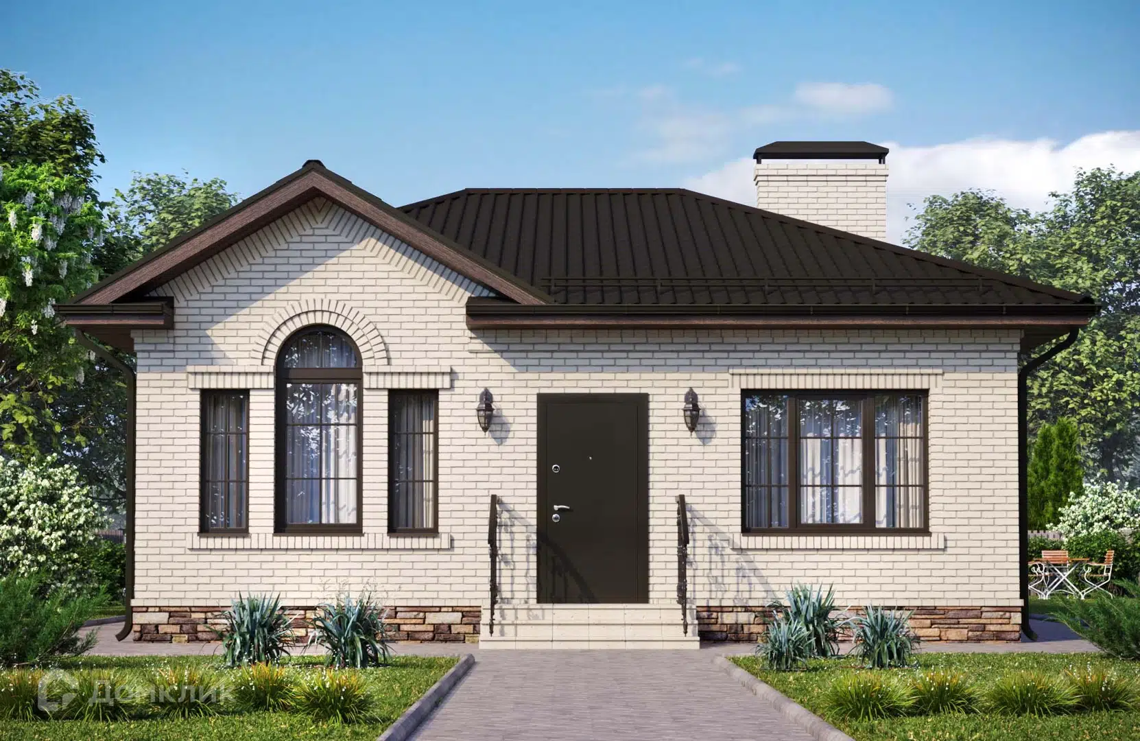 Проект дома «Проект №218» компании Новация из материала Керамические блоки площадью 87м² под ключ за 6450000₽ в Донецке | 1 этаж, 3 спальни, 2 санузла – Домклик