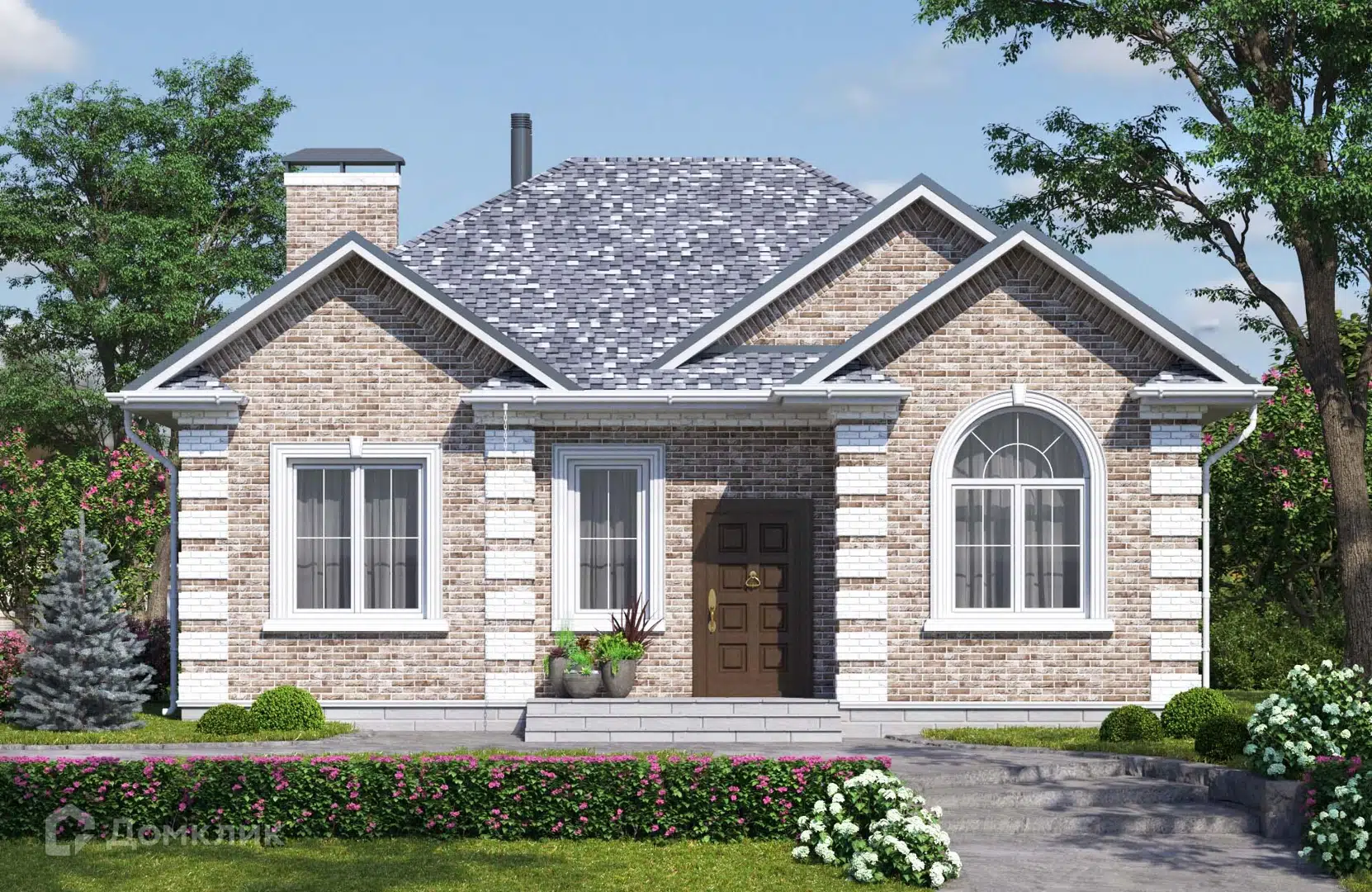 Проект дома «Новация 163» компании Подрядчик Стройдом из материала Кирпич площадью 115м² под ключ за 4600000₽ в Донецке | 1 этаж, 3 спальни, 2 санузла – Домклик