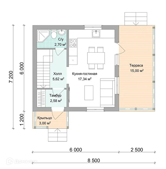 Планировка 1 этажа