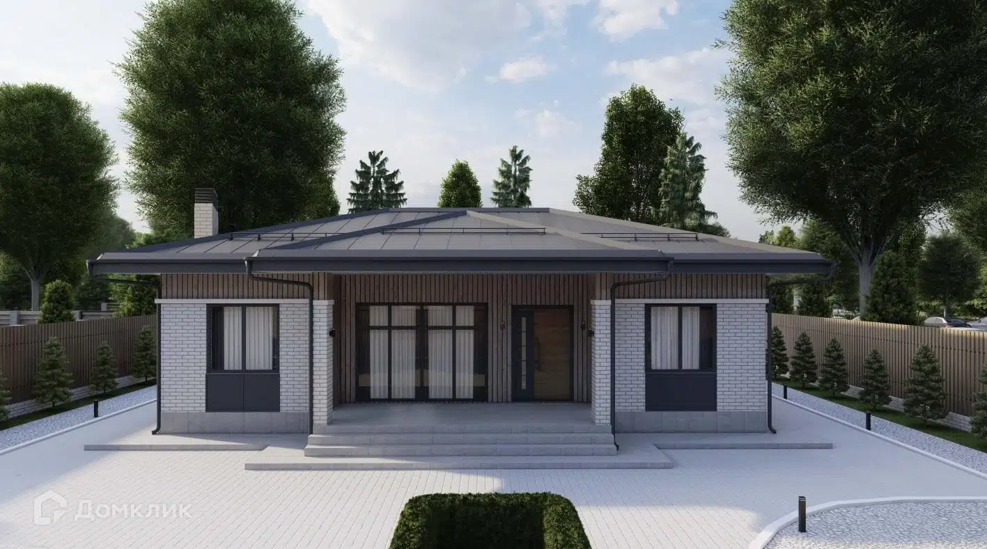 Проект дома «Одноэтажный жилой дом 112 квм (проект 73)» компании Строительная Компания «Алмистрой» из материала Газосиликатные блоки площадью 112м² под ключ за 5936000₽ в Донецке | 1 этаж, 3 спальни, 2 санузла – Домклик