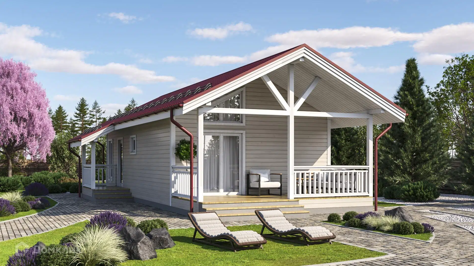 Проект дома «Дом из бруса 6х13 Д-13» компании СК «Домовёнок» из материала Профилированный брус площадью 68.3м² под ключ за 4216000₽ в Луганске | 1 этаж, 2 спальни, 2 санузла – Домклик