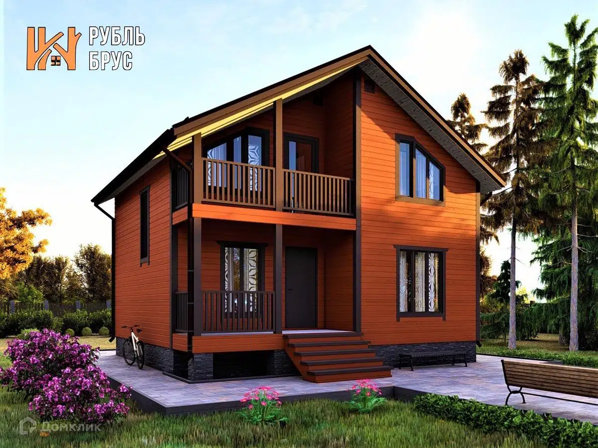Проект дома «Каркасный дом «Захар»» компании РубльБрус строительство деревянных домов и бань по России. из материала Каркасный дом площадью 113м² под ключ за 5873750₽ в Донецке | 2 этажа, 4 спальни, 2 санузла – Домклик