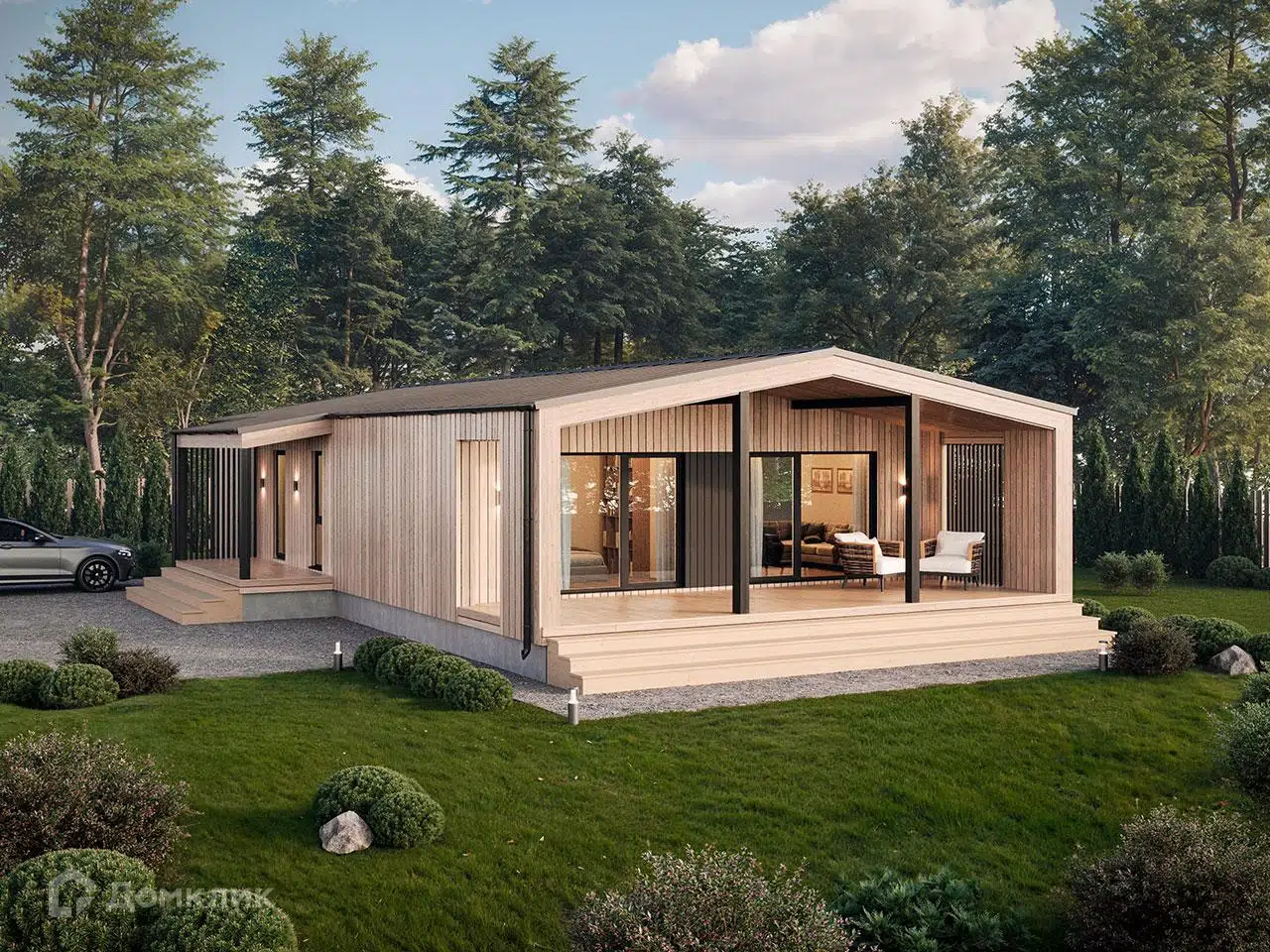 Проект дома «Модульный дом Barn 121» компании Авангард Строй из материала Модульный дом площадью 121.5м² под ключ за 6429000₽ в Луганске | 1 этаж, 3 спальни, 1 санузел – Домклик