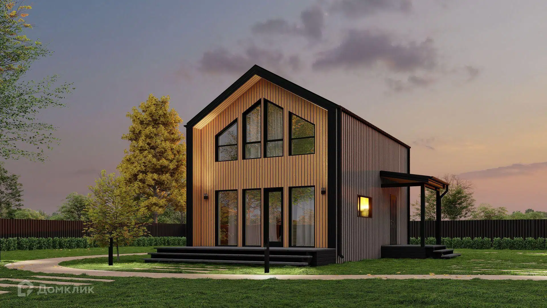 Проект дома «Барнхаус 74» компании Авангард Строй из материала Панельно-каркасная технология площадью 74м² под ключ за 3953000₽ в Донецке | 2 этажа, 3 спальни, 2 санузла – Домклик