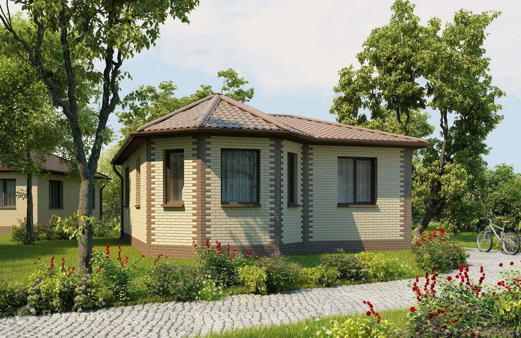 Проект дома «Проект №7» компании Новация из материала Кирпич площадью 60м² под ключ за 4600000₽ в Донецке | 1 этаж, 3 спальни, 1 санузел – Домклик