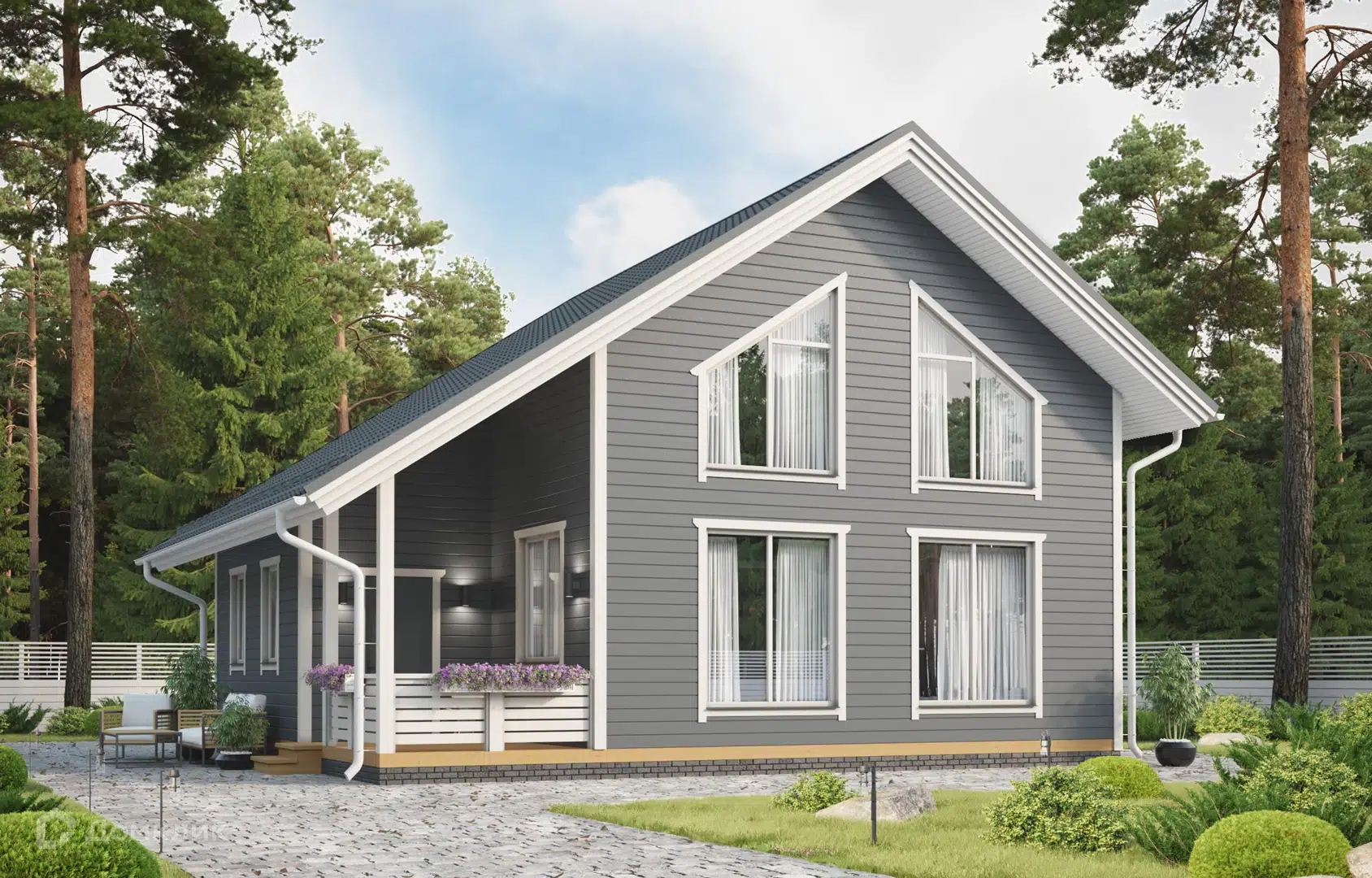 Проект дома «Романов» компании FamilyDom из материала Каркасный дом площадью 122.5м² под ключ за 5908000₽ в Донецке | 2 этажа, 5 спален, 1 санузел – Домклик