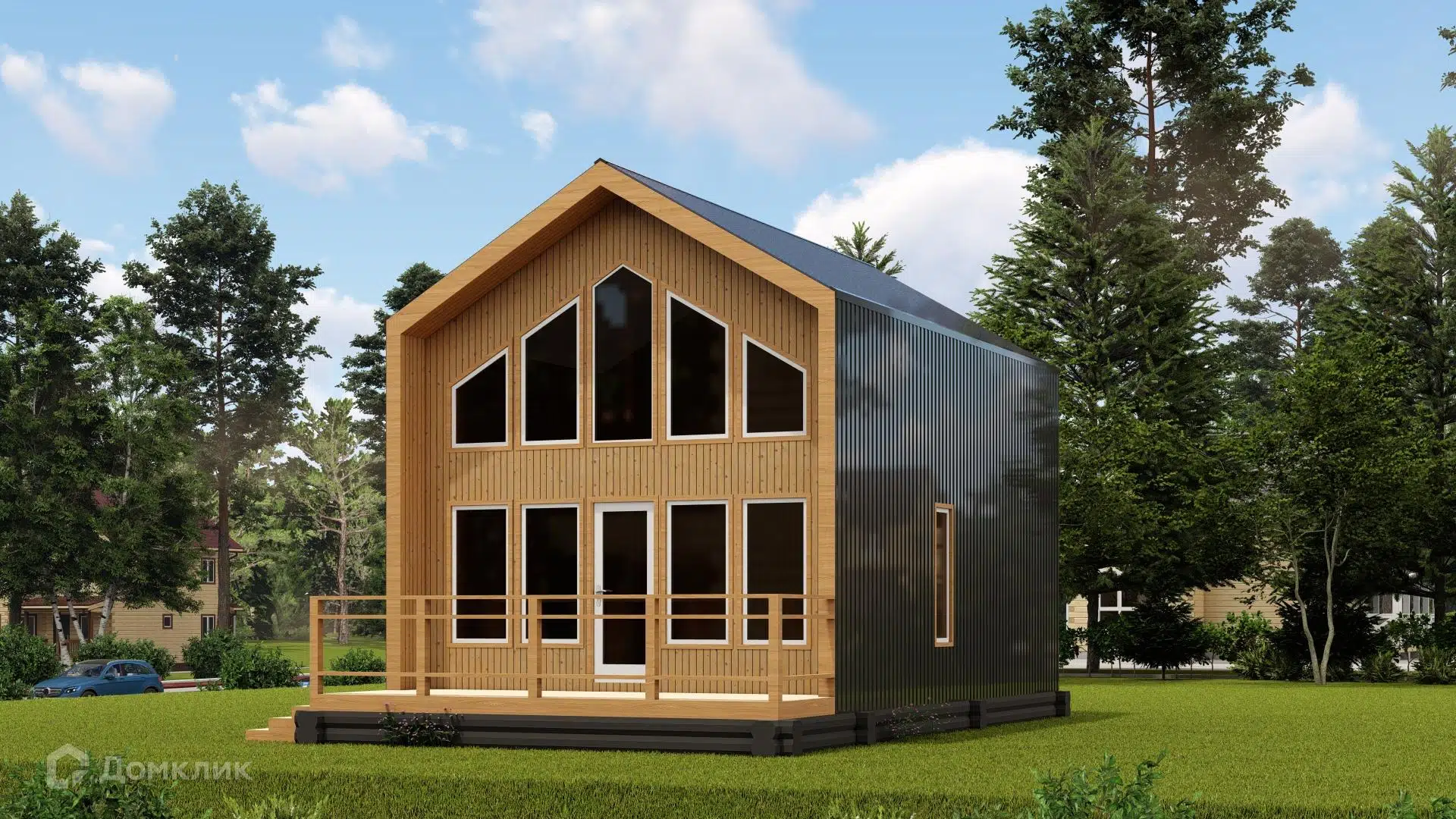 Проект дома «БАРНХАУС 5.4 Х 7.5» компании СТРОЙ ЯКУТСК из материала SIP-панели площадью 83.48м² под ключ за 4000000₽ в Донецке | 2 этажа, 2 спальни, 1 санузел – Домклик