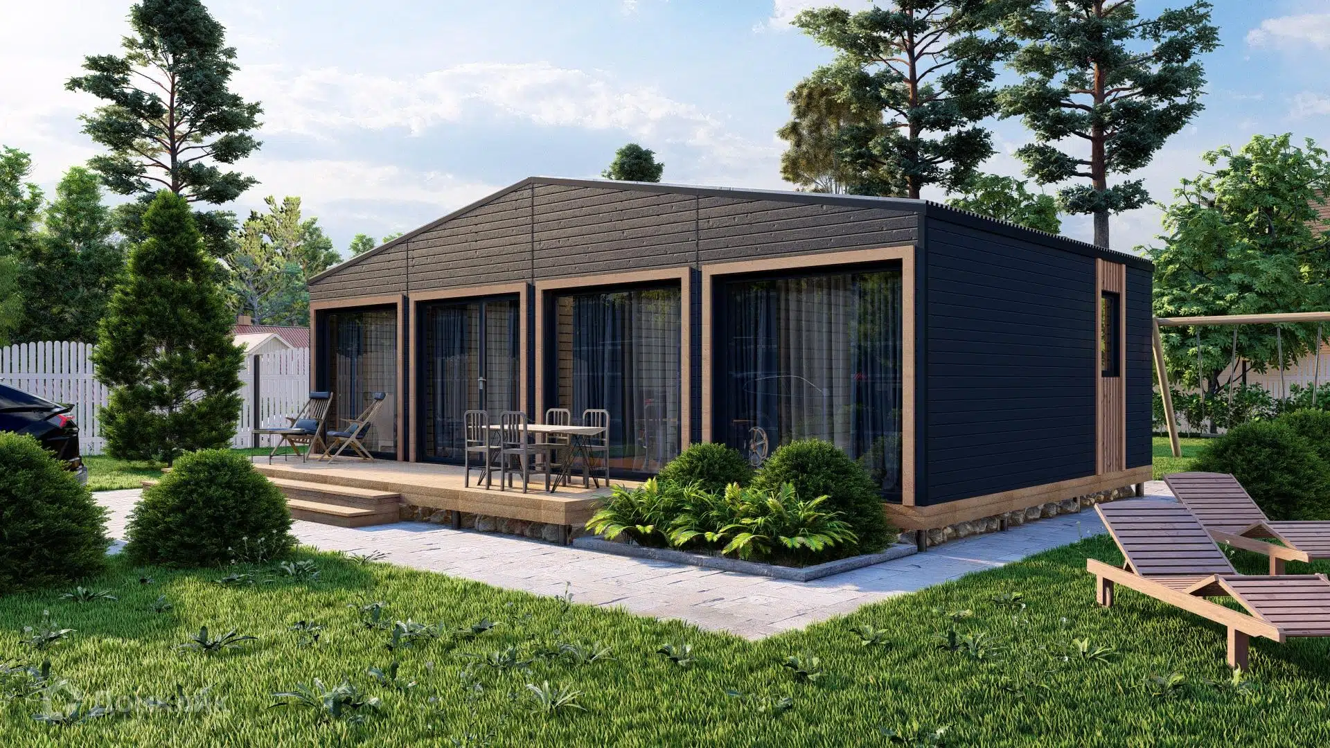 Проект дома «Четырёхмодульный Дом» компании VV-CRAFT из материала Каркасный дом площадью 59.44м² под ключ за 2499000₽ в Донецке | 1 этаж, 3 спальни, 1 санузел – Домклик