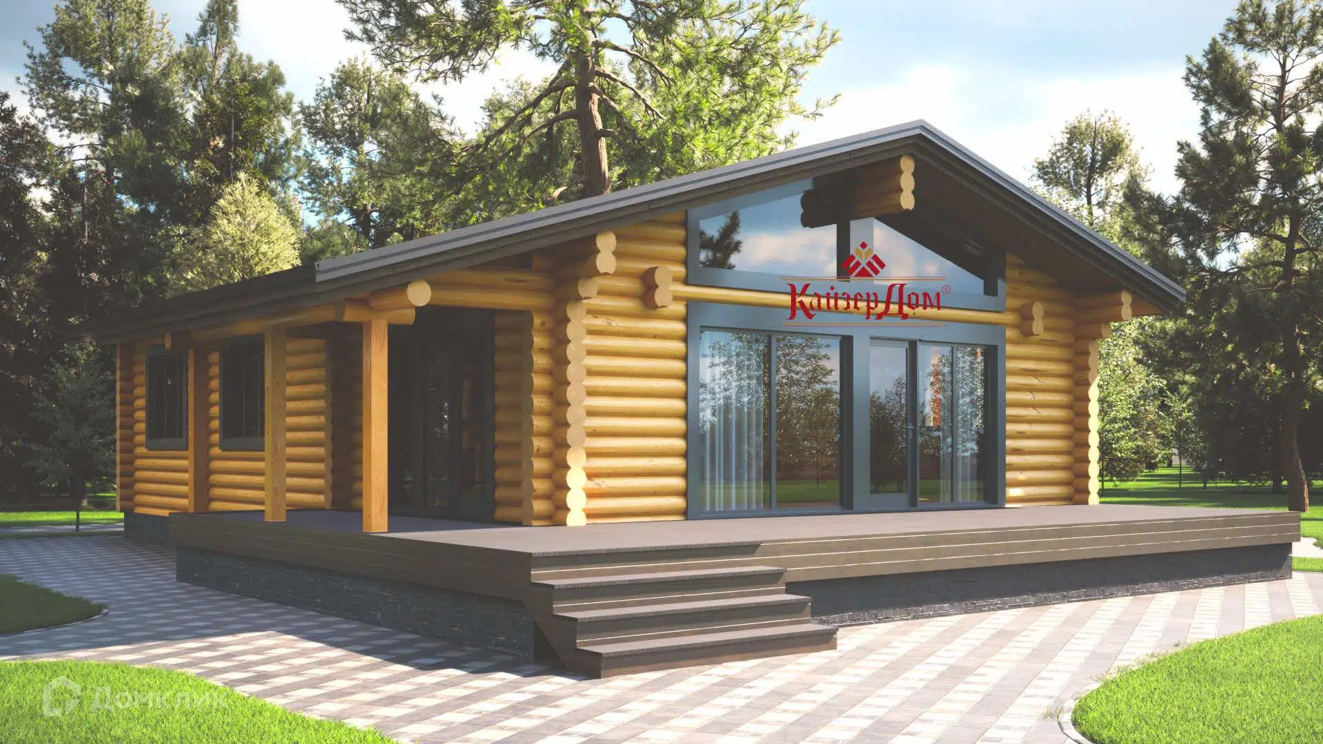Проект дома «Сканди» компании КайзерДом из материала Оцилиндрованное бревно площадью 144м² под ключ за 6450000₽ в Донецке | 1 этаж, 3 спальни, 1 санузел – Домклик