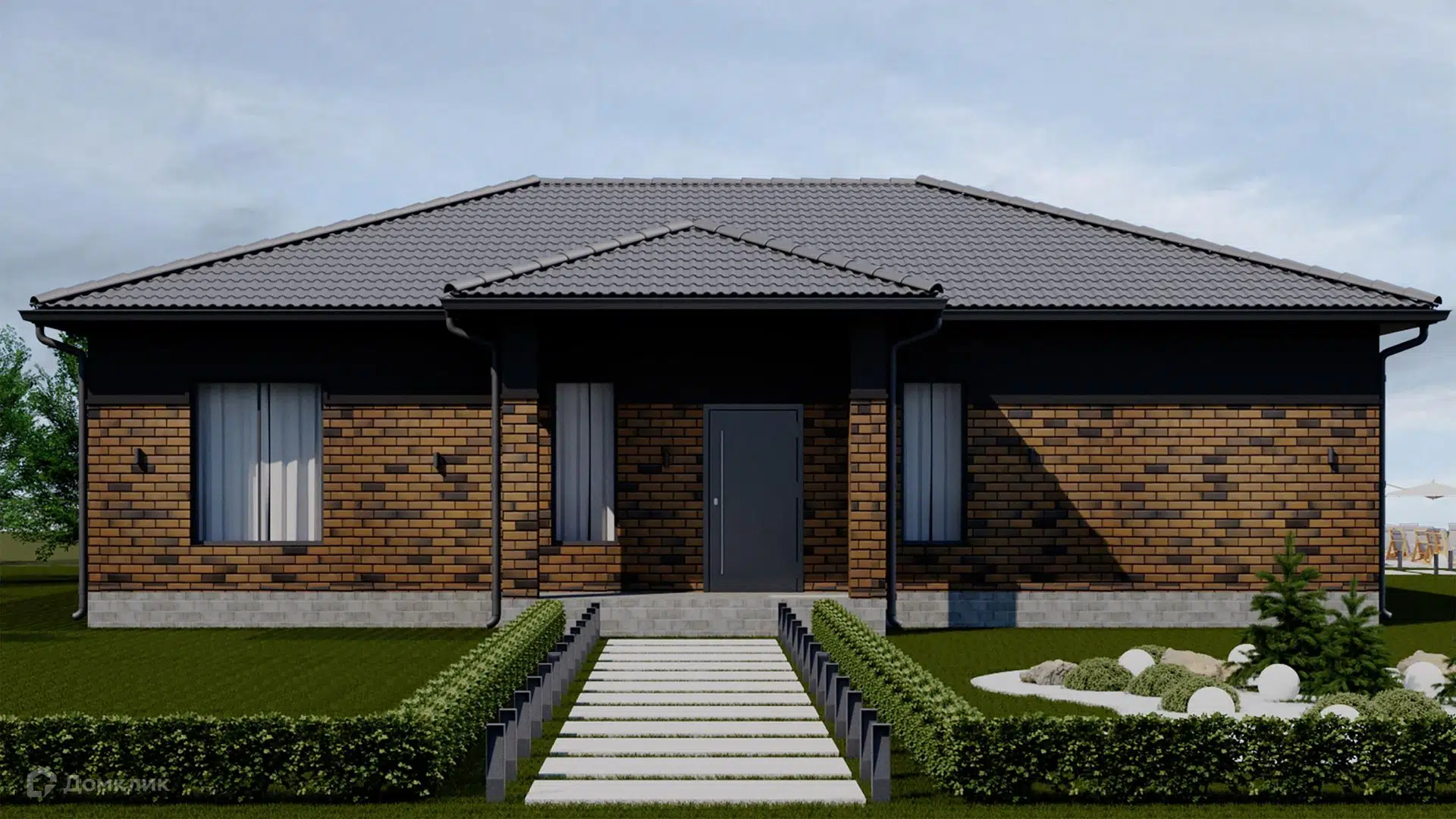 Проект дома «Огнеупорная ОДТОД0725» компании СК Новый Дом из материала Газосиликатные блоки площадью 113.6м² под ключ за 8750000₽ в Луганске | 1 этаж, 3 спальни, 2 санузла – Домклик