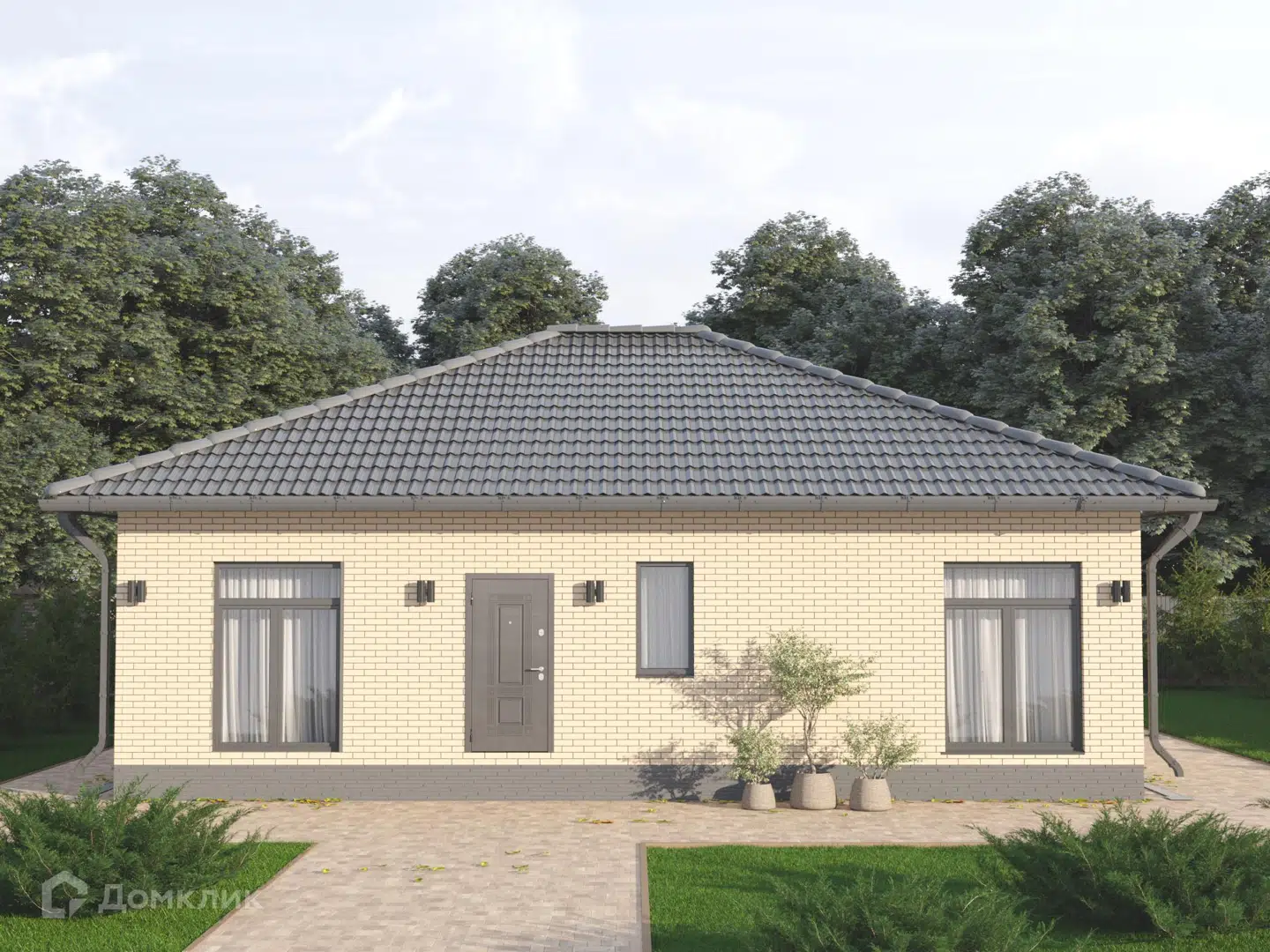 Проект дома «КС-2.3» компании КомфортСтрой64 из материала Газосиликатные блоки площадью 99м² под ключ за 7900000₽ в Донецке | 1 этаж, 3 спальни, 1 санузел – Домклик