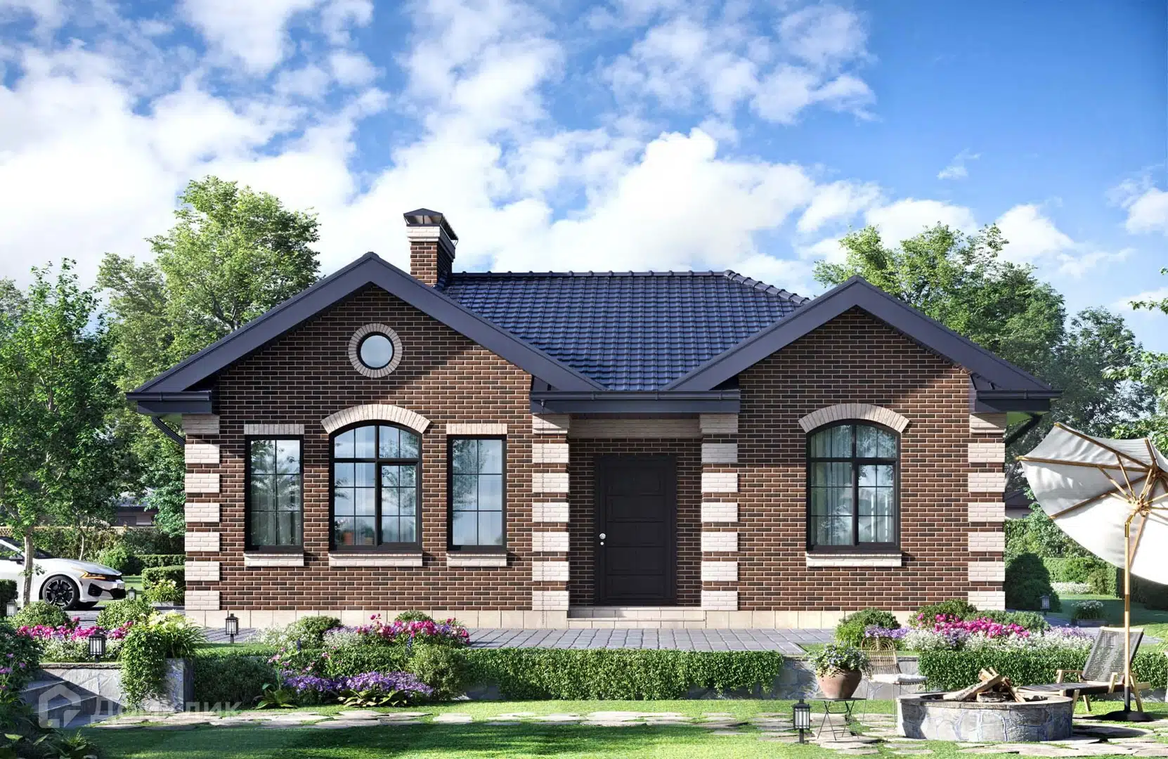 Проект дома «Новация 293» компании Подрядчик Стройдом из материала Кирпич площадью 132м² под ключ за 5250000₽ в Донецке | 1 этаж, 4 спальни, 2 санузла – Домклик