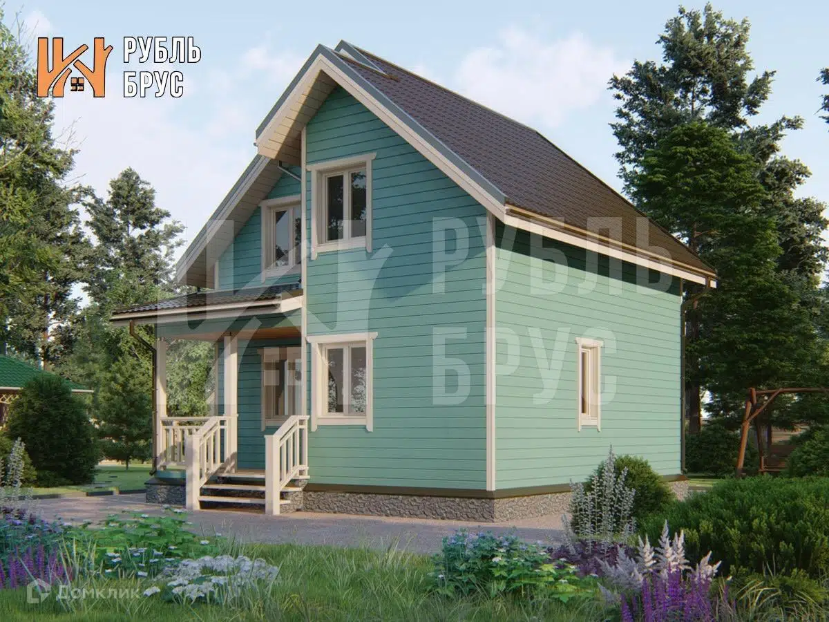 Проект дома «Каркасный дом «Теодор»» компании РубльБрус строительство деревянных домов и бань по России. из материала Каркасный дом площадью 78м² под ключ за 4731250₽ в Донецке | 2 этажа, 2 спальни, 1 санузел – Домклик