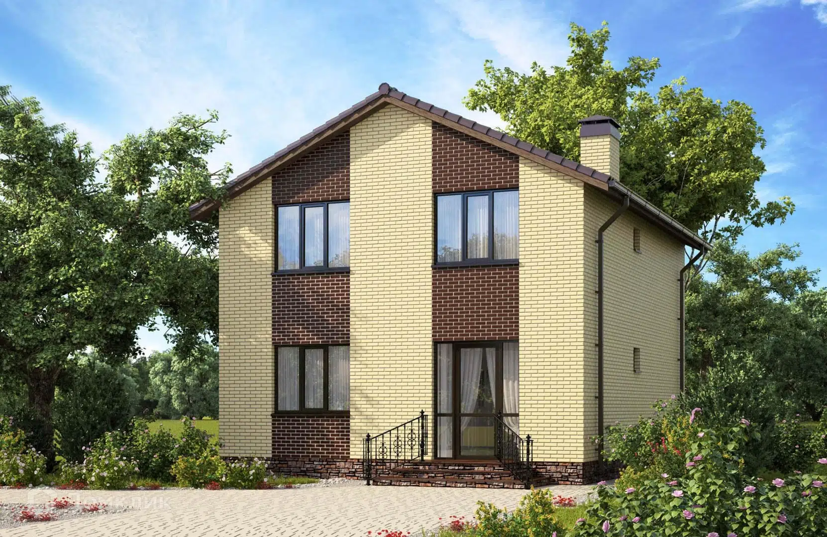 Проект дома «Проект №25» компании Новация из материала Керамические блоки площадью 124м² под ключ за 6820000₽ в Донецке | 2 этажа, 4 спальни, 2 санузла – Домклик