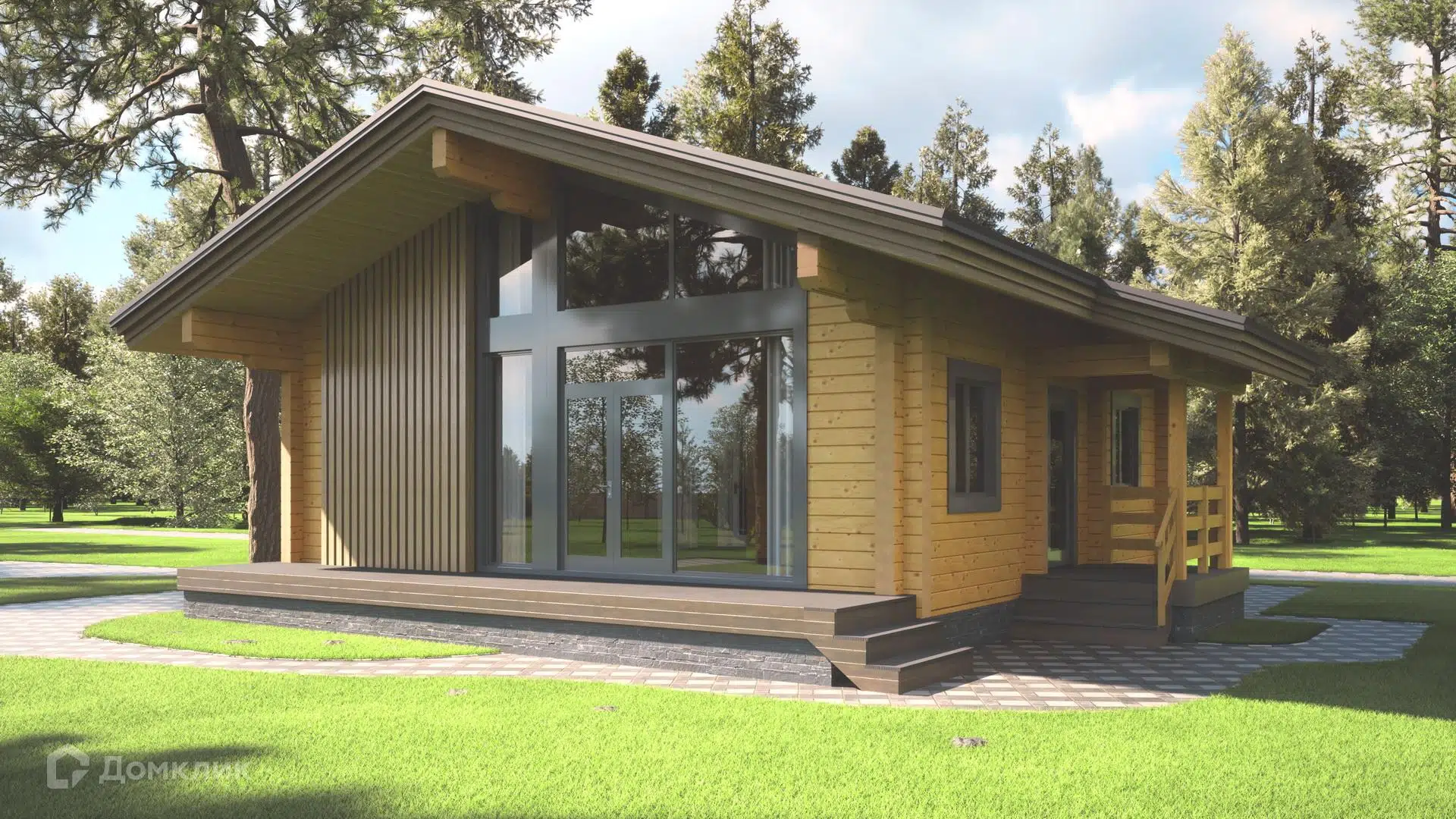 Проект дома «Дом в Сочи КБ» компании КайзерДом из материала Клееный брус площадью 92м² под ключ за 6490000₽ в Донецке | 1 этаж, 1 спальня, 1 санузел – Домклик