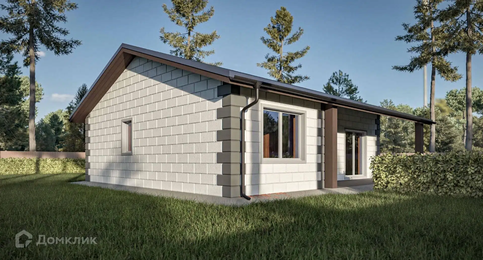 Проект дома «Клён 89» компании Красивые Дома Приморья из материала Газобетонные блоки площадью 109м² под ключ за 7860000₽ в Донецке | 1 этаж, 3 спальни, 1 санузел – Домклик