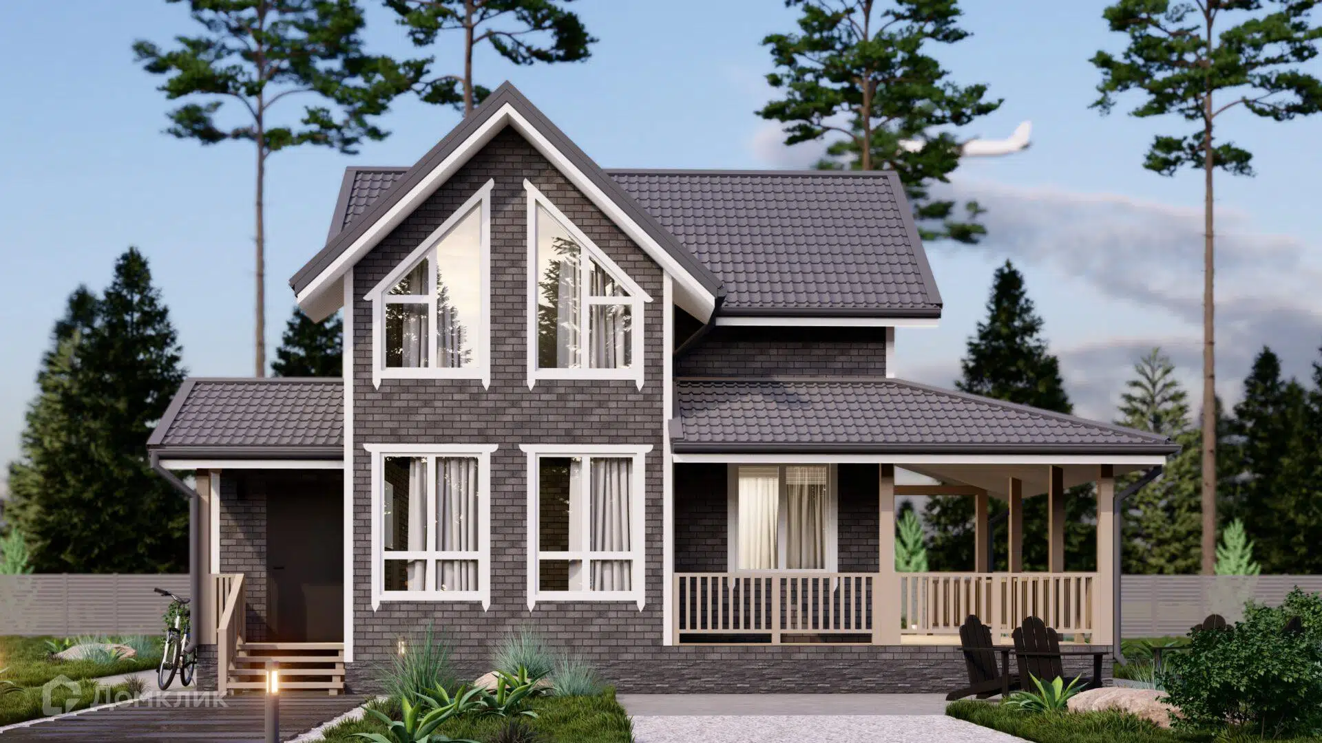 Проект дома «Лондон-2» компании Каркас Поволжья из материала Каркасный дом площадью 105м² под ключ за 4656300₽ в Донецке | 2 этажа, 3 спальни, 2 санузла – Домклик