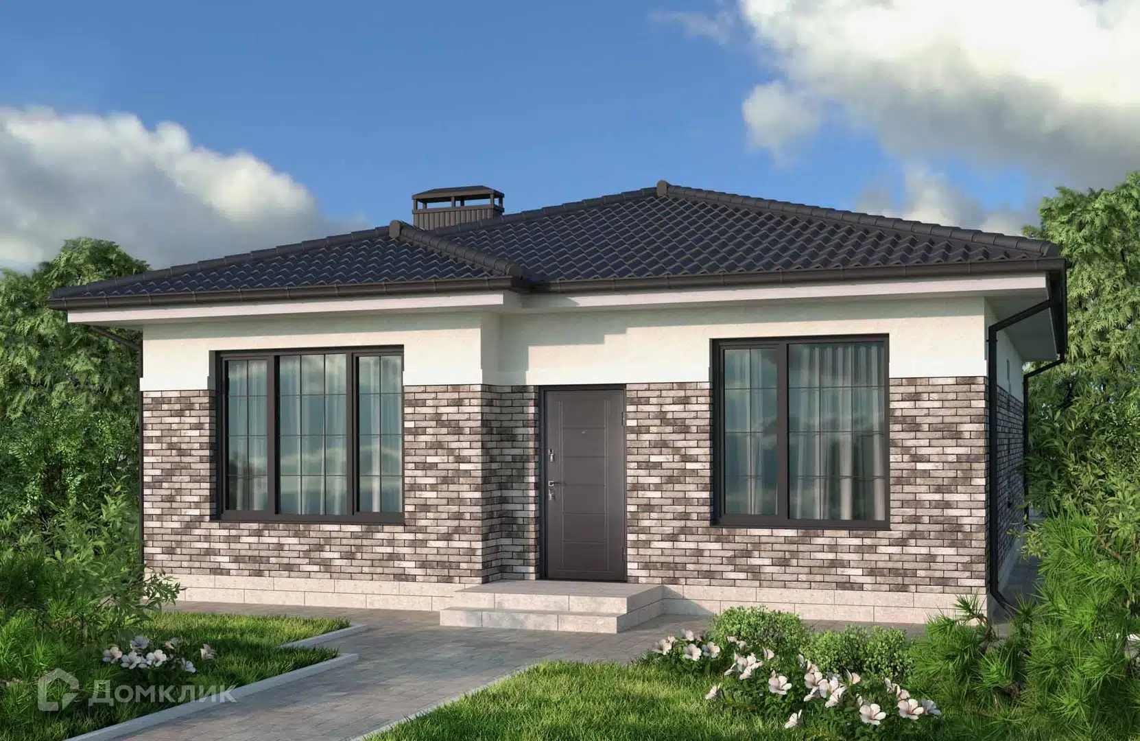 Проект дома «Проект №321» компании Новация из материала Газобетонные блоки площадью 87м² под ключ за 6250000₽ в Донецке | 1 этаж, 3 спальни, 1 санузел – Домклик