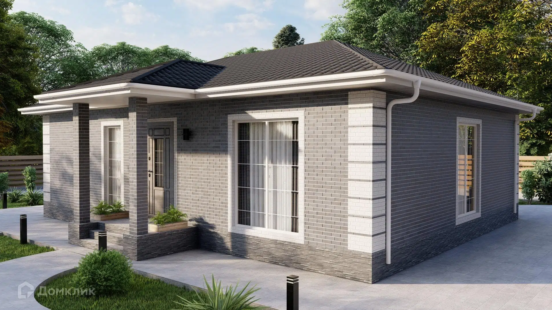 Проект дома «Одноэтажный жилой дом 104 квм» компании Строительная Компания «Алмистрой» из материала Газосиликатные блоки площадью 104м² под ключ за 5200000₽ в Донецке | 1 этаж, 2 спальни, 1 санузел – Домклик