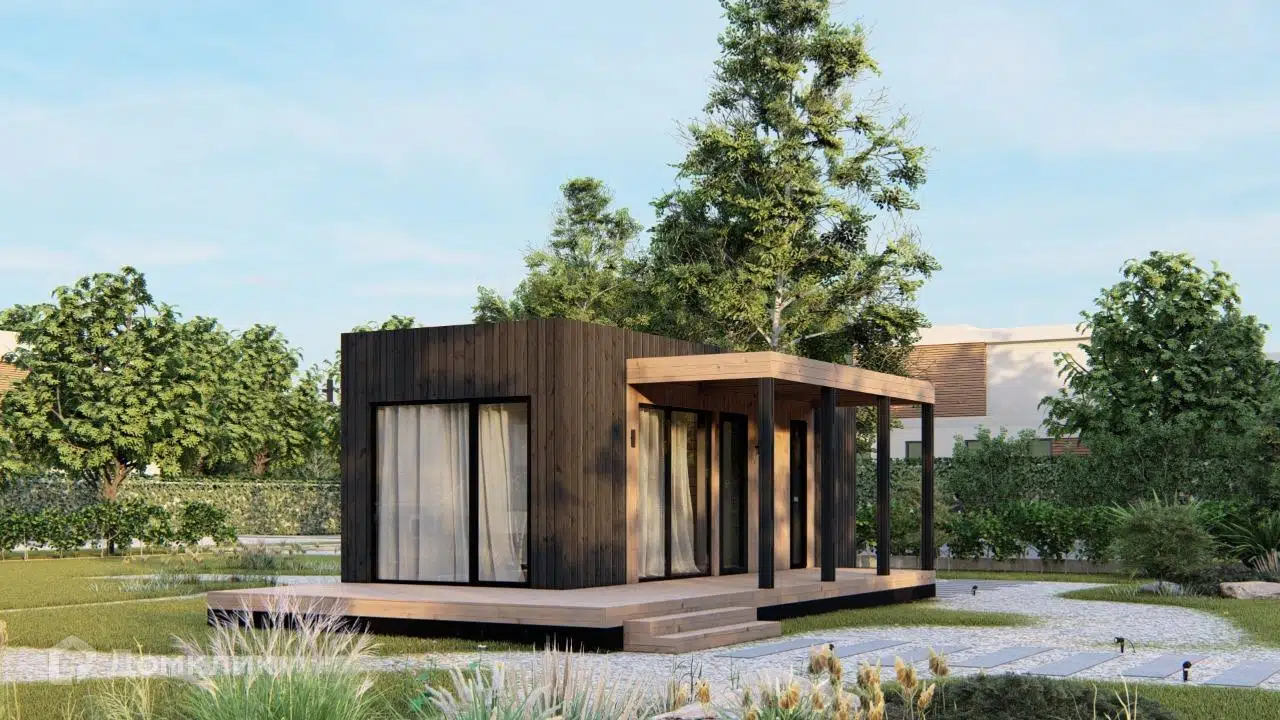 Проект дома «Модульный дом Cube 50» компании Авангард Строй из материала Модульный дом площадью 50м² под ключ за 2276000₽ в Донецке | 1 этаж, 1 спальня, 1 санузел – Домклик