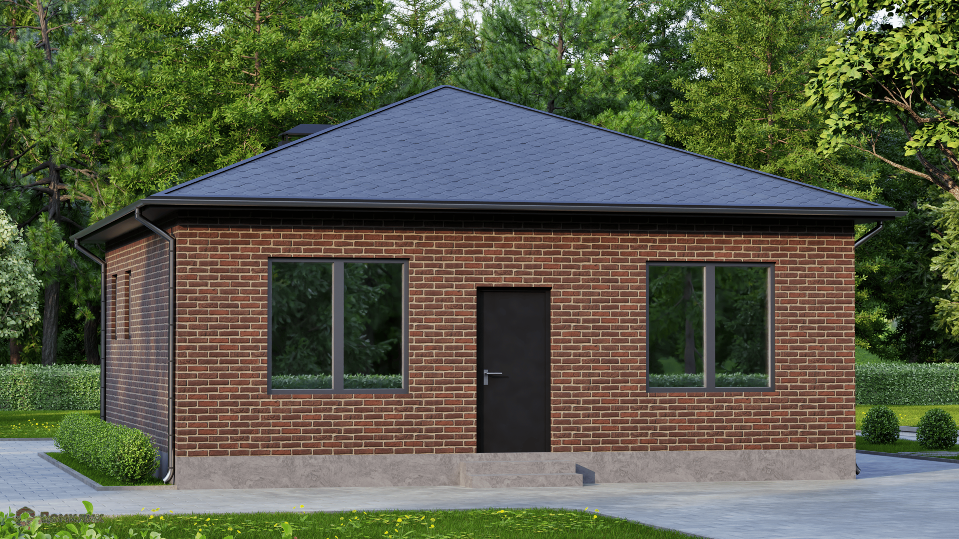 Проект дома «Жилой дом DC-65» компании ИП Саакян Андраник Мартикович из материала Газобетонные блоки площадью 65.44м² под ключ за 4160000₽ в Донецке | 1 этаж, 2 спальни, 1 санузел – Домклик