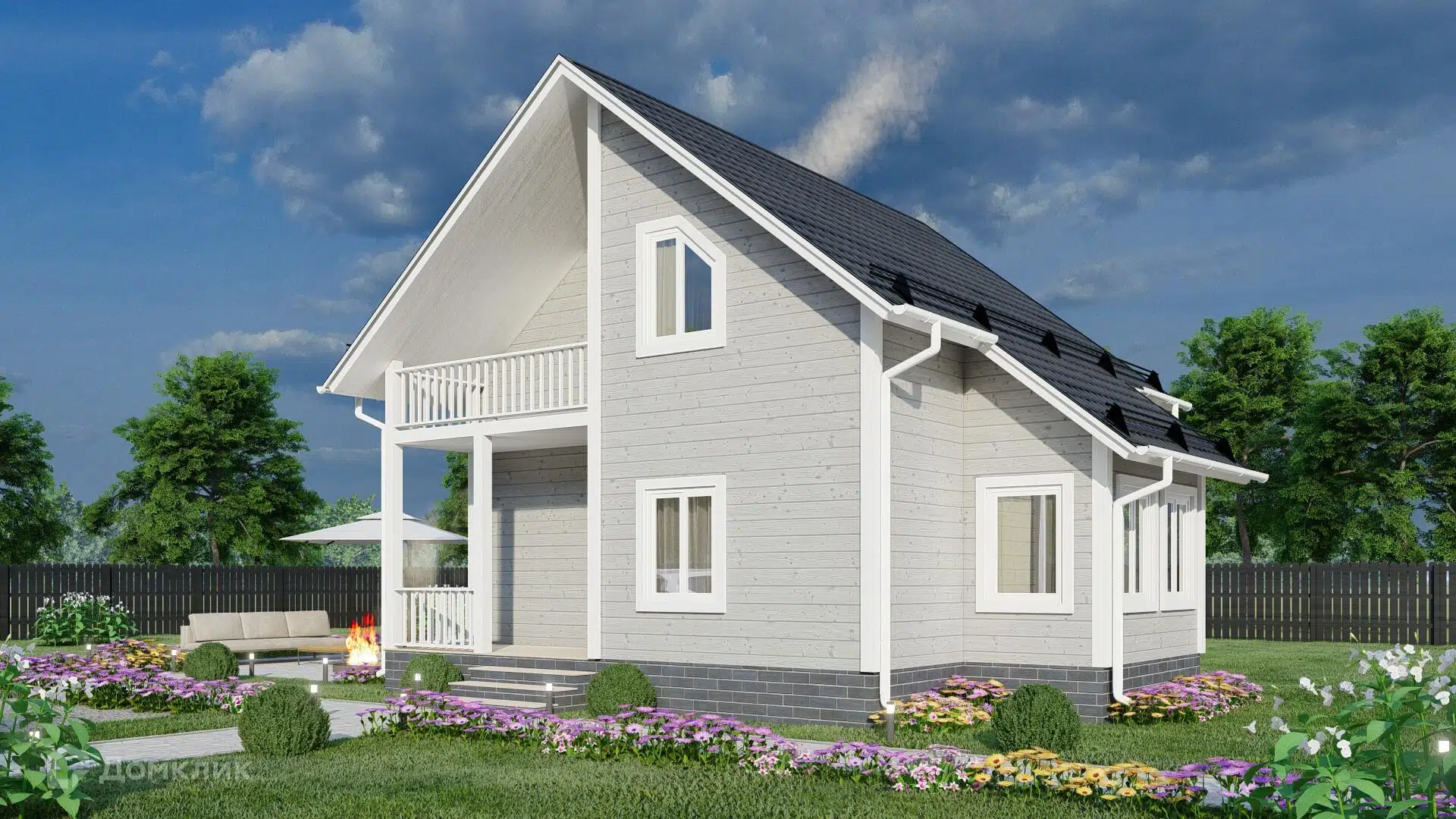Проект дома «Каркасный дом №5» компании ИП Шорова О.В из материала Каркасный дом площадью 86.41м² под ключ за 2288500₽ в Донецке | 2 этажа, 3 спальни, 1 санузел – Домклик