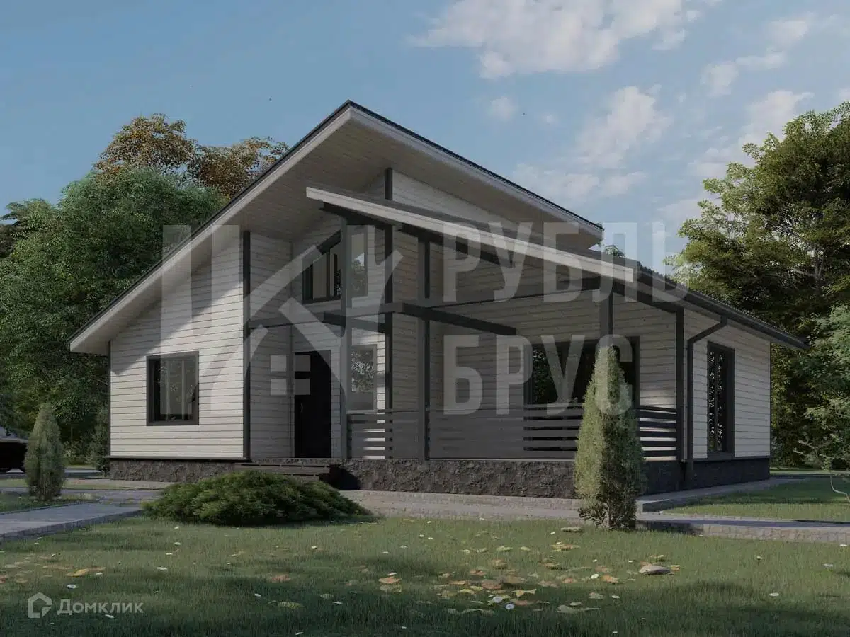 Проект дома «Каркасный дом «Гранд Варианс»» компании РубльБрус строительство деревянных домов и бань по России. из материала Каркасный дом площадью 122м² под ключ за 5218750₽ в Донецке | 2 этажа, 4 спальни, 1 санузел – Домклик