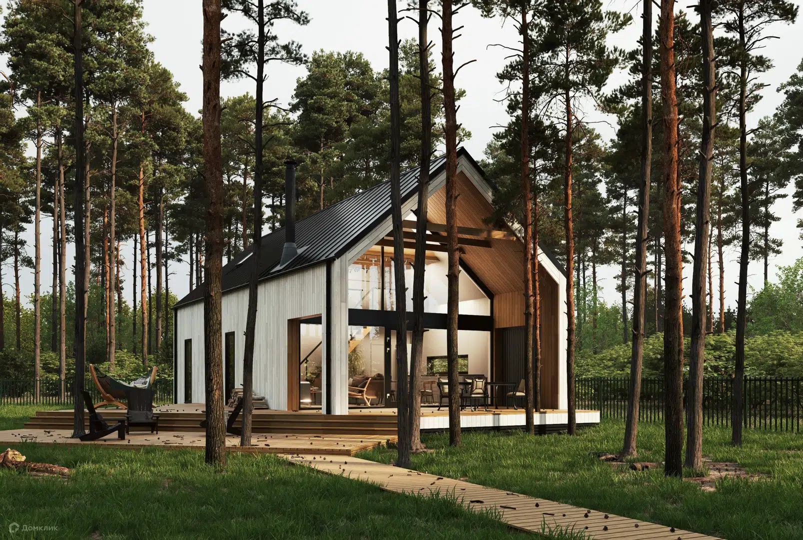 Проект дома «Загородный дом "Барнхаус-77"» компании Barn54 из материала Каркасный дом площадью 68.92м² под ключ за 5175000₽ в Донецке | 1 этаж, 1 спальня, 1 санузел – Домклик