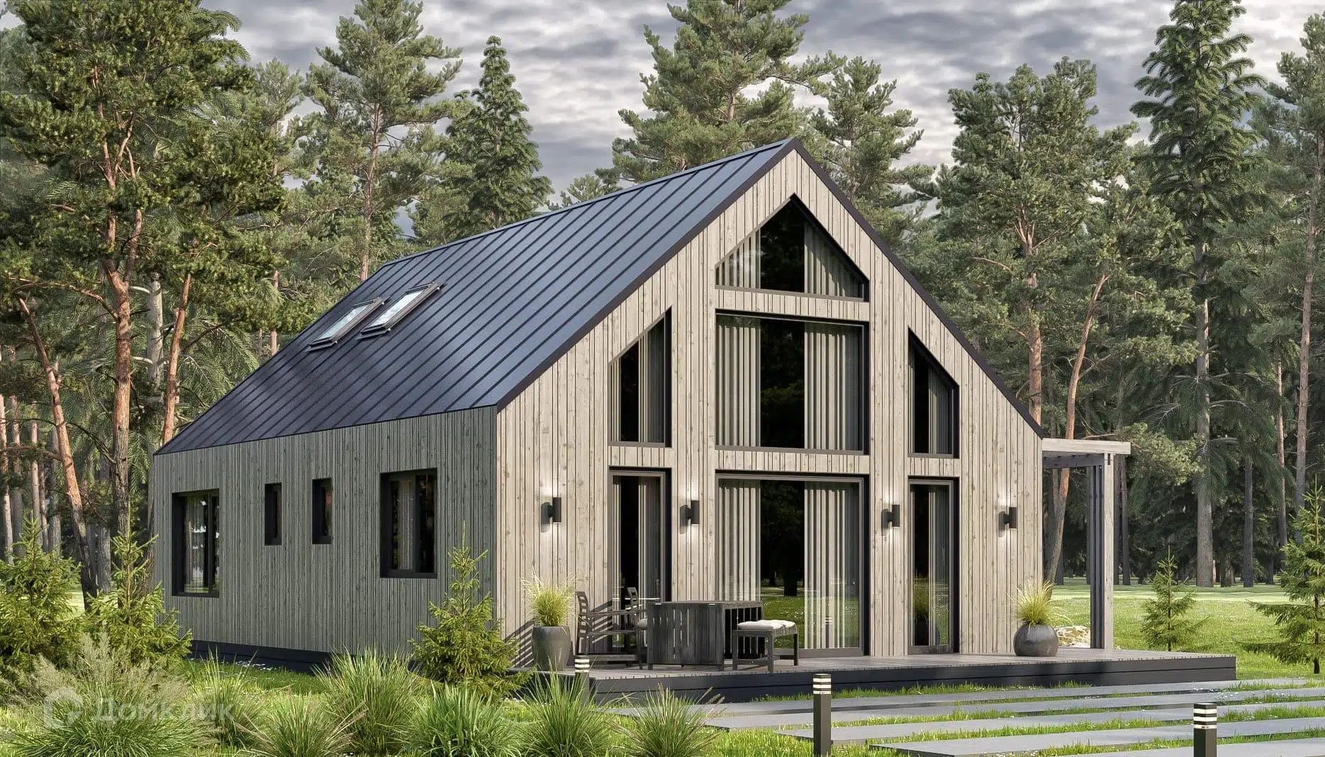 Проект дома «Каркасный С127» компании ЙОЛО ХАУС из материала Каркасный дом площадью 127м² под ключ за 5346000₽ в Донецке | 2 этажа, 3 спальни, 1 санузел – Домклик