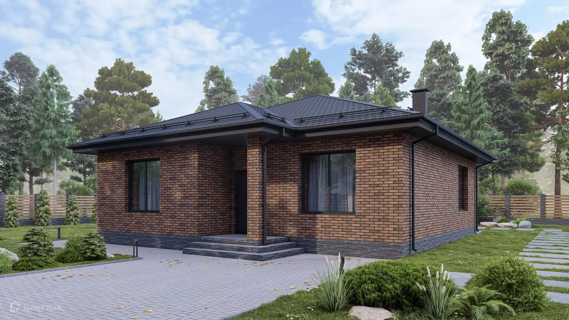 Проект дома «Б056» компании 160 квадратных метров из материала Газосиликатные блоки площадью 94м² под ключ за 4900000₽ в Луганске | 1 этаж, 3 спальни, 1 санузел – Домклик