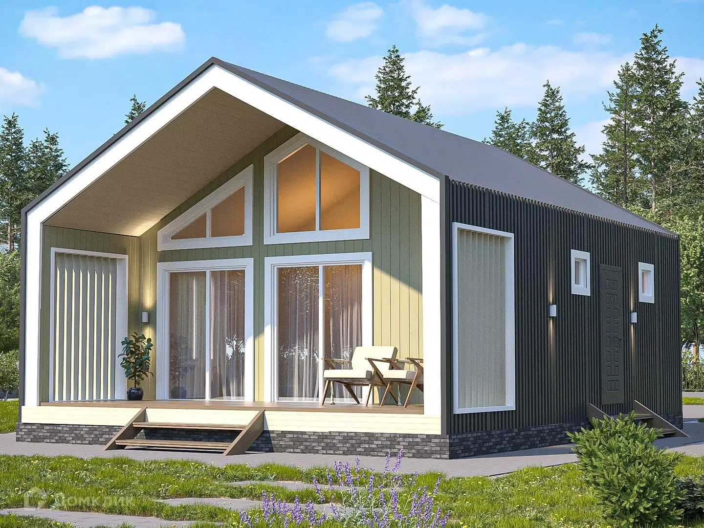 Проект дома «Б-04» компании Теплодина из материала Каркасный дом площадью 43.7м² под ключ за 2515000₽ в Донецке | 1 этаж, 1 спальня, 1 санузел – Домклик