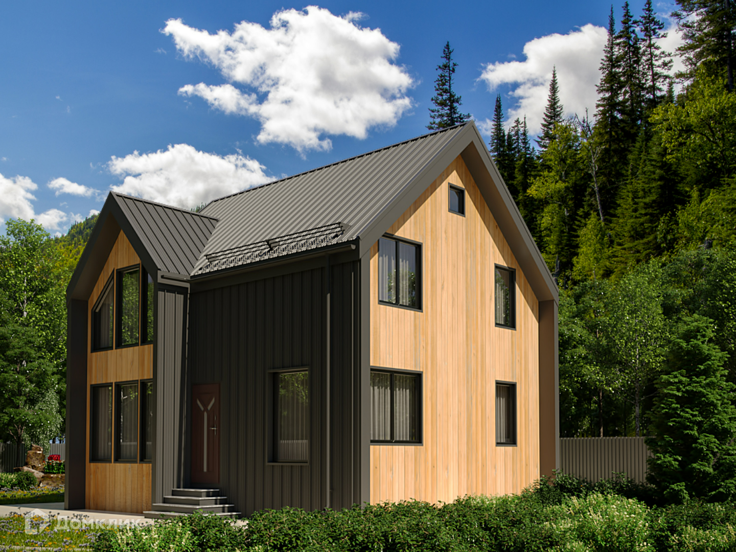 Проект дома «Боуи» компании Вигвам.ру из материала Газобетонные блоки площадью 103.8м² под ключ за 6351014₽ в Донецке | 2 этажа, 3 спальни, 2 санузла – Домклик