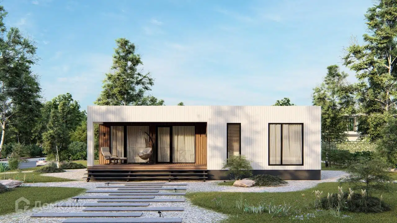 Проект дома «Модульный дом Cube 85» компании Авангард Строй из материала Модульный дом площадью 85.8м² под ключ за 6554000₽ в Донецке | 1 этаж, 2 спальни, 1 санузел – Домклик