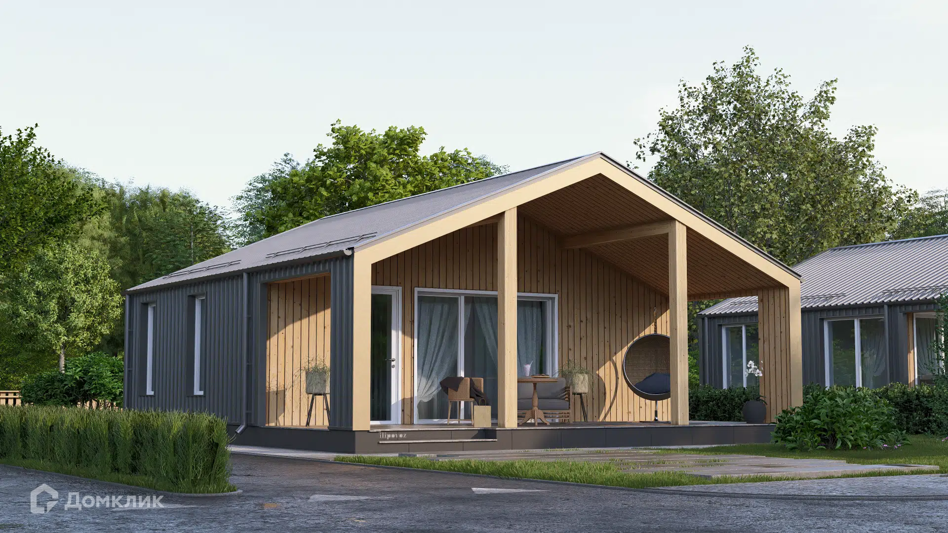 Проект дома «СВОЙ Лайт 003» компании СВОЙ из материала Каркасный дом площадью 58м² под ключ за 2576968₽ в Луганске | 1 этаж, 2 спальни, 1 санузел – Домклик