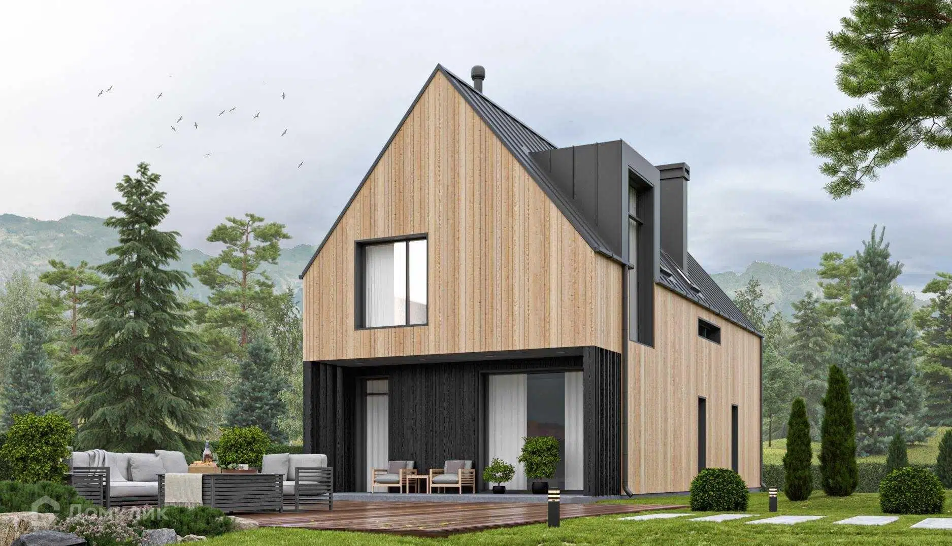 Проект дома «Каркасный С174» компании ЙОЛО ХАУС из материала Каркасный дом площадью 174м² под ключ за 6719000₽ в Донецке | 2 этажа, 3 спальни, 2 санузла – Домклик