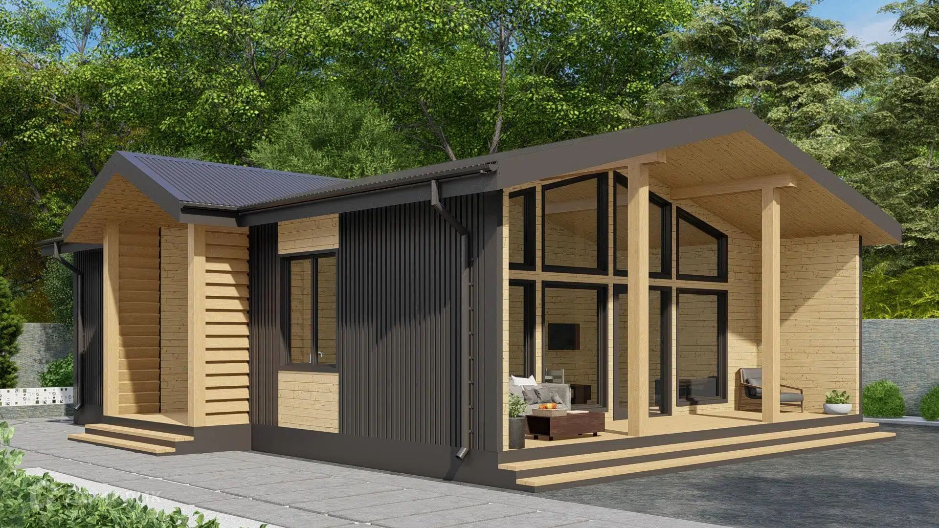 Проект дома «Одноэтажный МД-90» компании МАГАЗИН ДОМОВ из материала SIP-панели площадью 90м² под ключ за 6592000₽ в Донецке | 1 этаж, 3 спальни, 1 санузел – Домклик