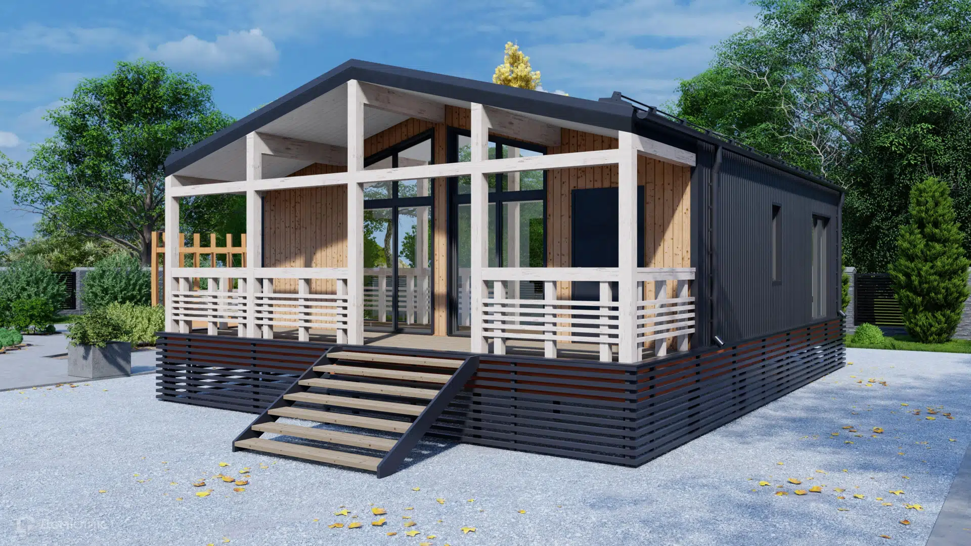 Проект дома «Одноэтажный МД-71» компании МАГАЗИН ДОМОВ из материала SIP-панели площадью 74.1м² под ключ за 7010000₽ в Донецке | 1 этаж, 2 спальни, 1 санузел – Домклик