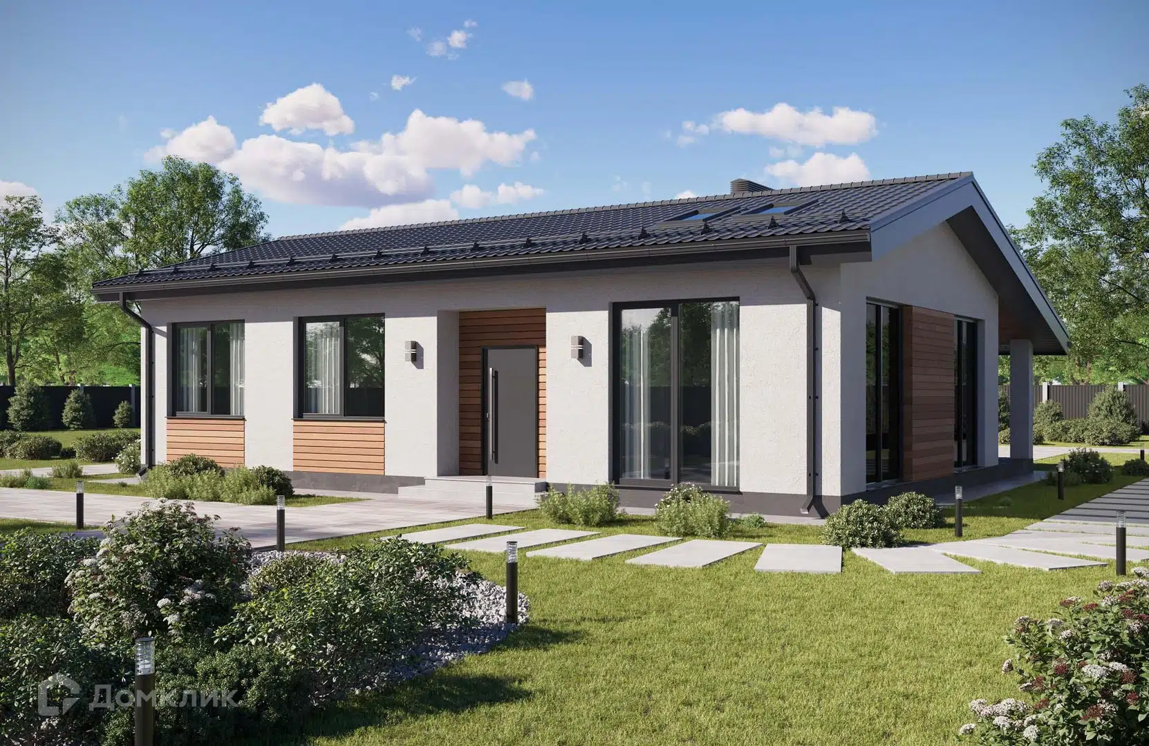 Проект дома «Проект №347-1» компании СК НОВАЦИЯ Санкт-Петербург и ЛО из материала Газобетонные блоки площадью 95м² под ключ за 7100000₽ в Донецке | 1 этаж, 3 спальни, 2 санузла – Домклик