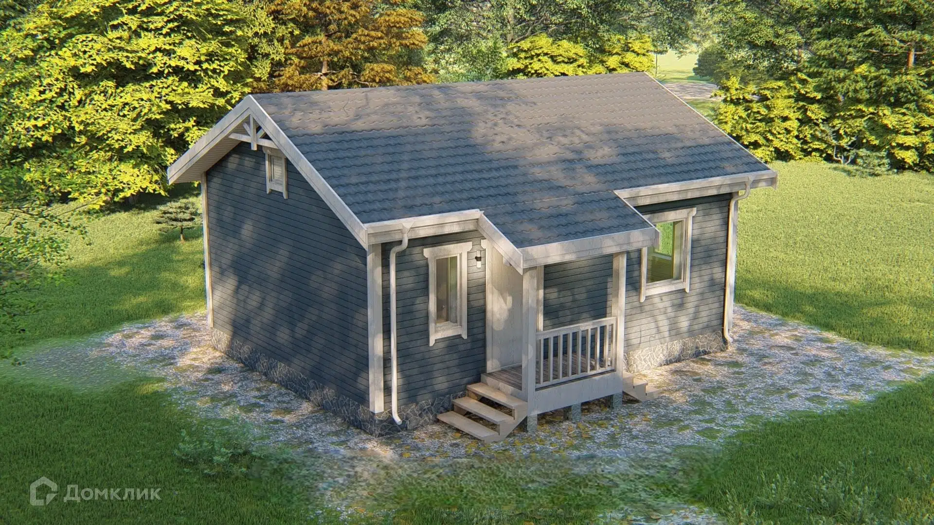 Проект дома «Каркасный дом (КД98)» компании ИП Вахрамеева ТА из материала Каркасный дом площадью 50.5м² под ключ за 2560000₽ в Донецке | 1 этаж, 2 спальни, 1 санузел – Домклик