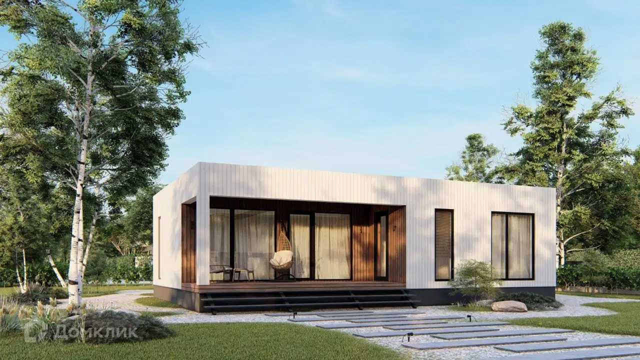 Проект дома «Модульный дом Cube 85» компании Авангард Строй из материала Модульный дом площадью 85.8м² под ключ за 6237000₽ в Донецке | 1 этаж, 2 спальни, 1 санузел – Домклик