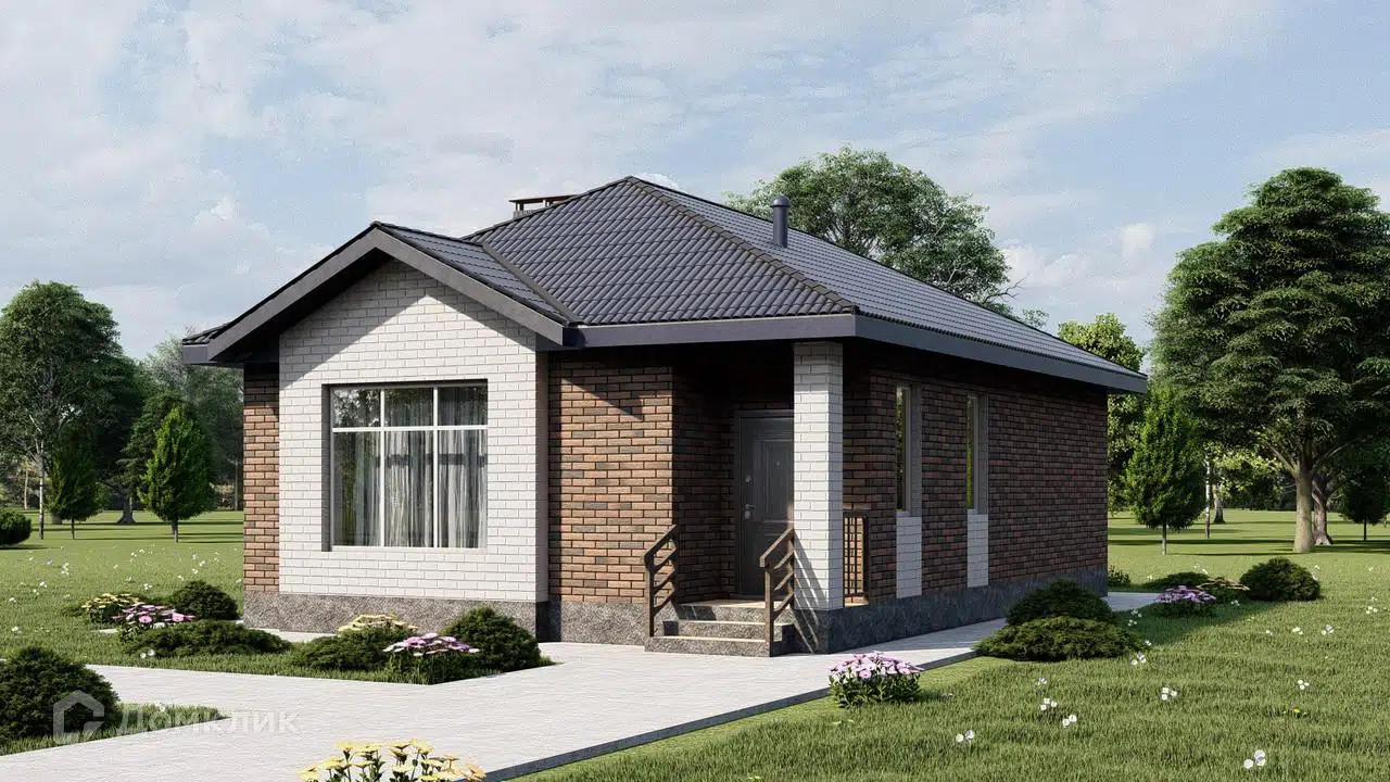 Проект дома «Коттеджный посёлок "Малиновка-Парк"» компании Дом67 из материала Газосиликатные блоки площадью 71м² под ключ за 7200000₽ в Донецке | 1 этаж, 2 спальни, 2 санузла – Домклик