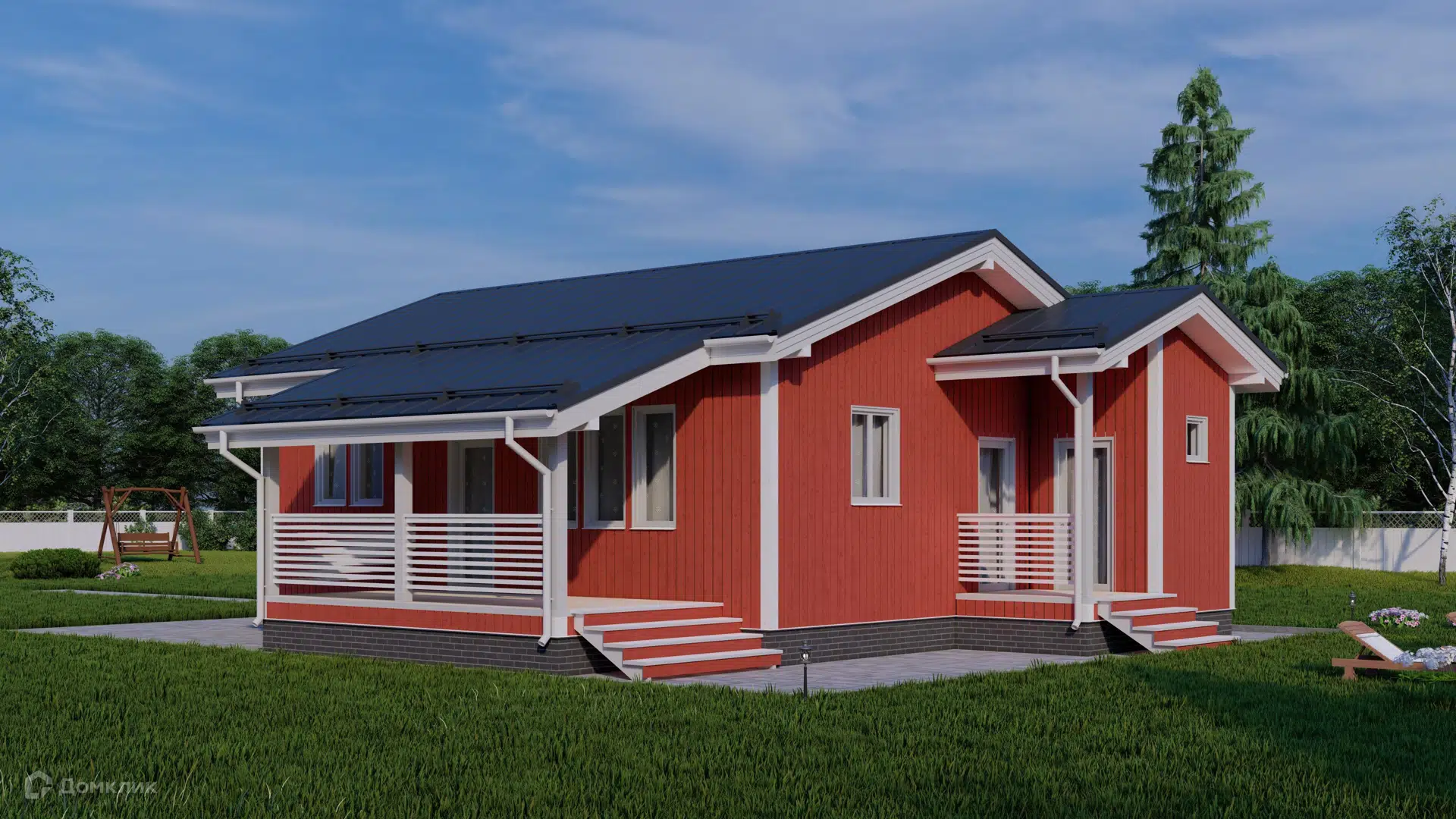 Проект дома «КД-131» компании OLLATALO из материала Каркасный дом площадью 84.5м² под ключ за 4346000₽ в Донецке | 1 этаж, 3 спальни, 1 санузел – Домклик
