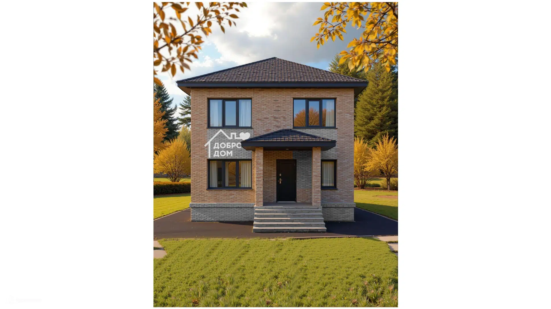 Проект дома «Коттедж Эверест» компании СК «Добро Дом» из материала Газосиликатные блоки площадью 170м² под ключ за 7390000₽ в Донецке | 2 этажа, 5 спален, 2 санузла – Домклик