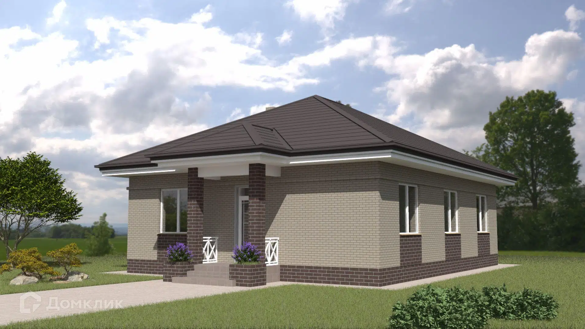 Проект дома «ИЖС-8» компании ИП Аристакесян Арман Араратович из материала Газобетонные блоки площадью 98.8м² под ключ за 6900000₽ в Донецке | 1 этаж, 3 спальни, 2 санузла – Домклик