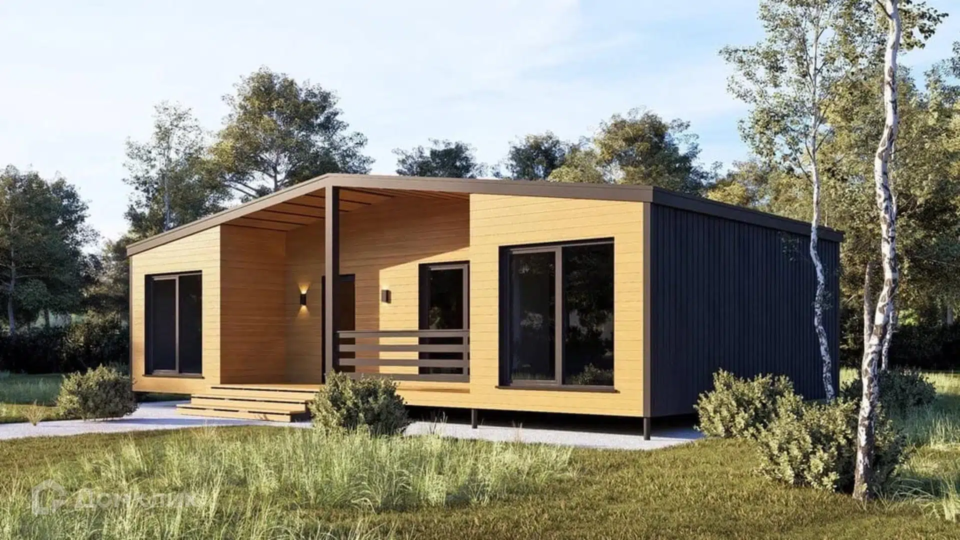 Проект дома «Барнаул» компании Стройкаркас из материала Каркасный дом площадью 68м² под ключ за 3300000₽ в Донецке | 1 этаж, 3 спальни, 1 санузел – Домклик