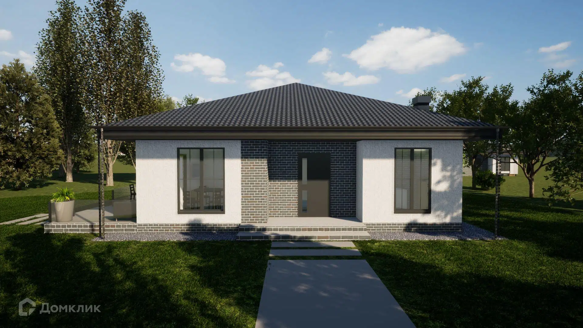 Проект дома «К 0104» компании СК  «Константин Инвест Капитал» из материала Газобетонные блоки площадью 84.4м² под ключ за 3950000₽ в Донецке | 1 этаж, 3 спальни, 1 санузел – Домклик