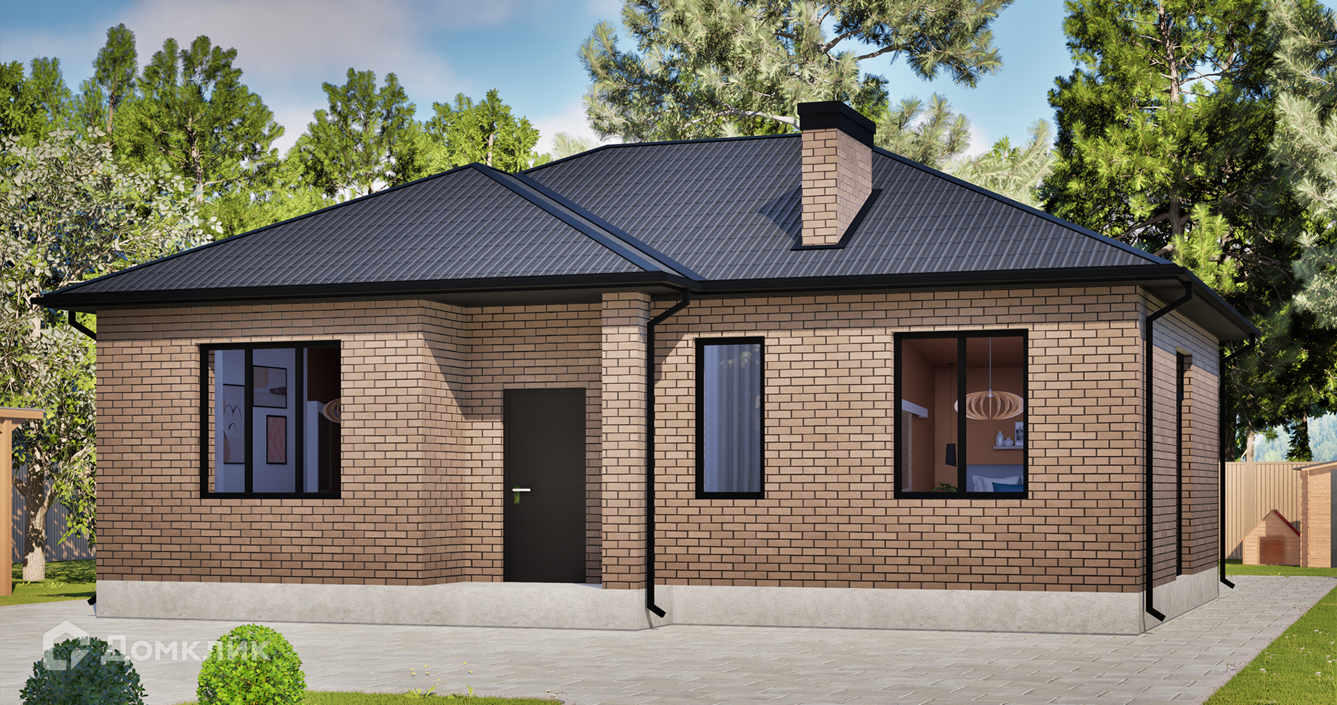 Проект дома «жилой дом 80/7» компании ИП Кулиш В. И. из материала Газобетонные блоки площадью 83м² под ключ за 6321000₽ в Донецке | 1 этаж, 3 спальни, 2 санузла – Домклик