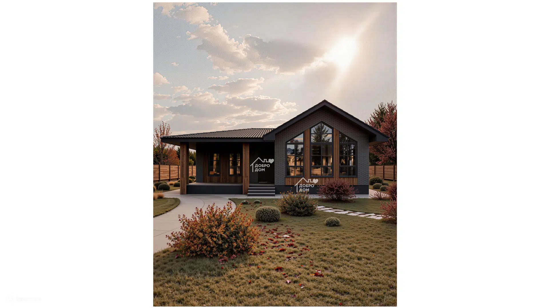 Проект дома «Коттедж Маяк» компании СК «Добро Дом» из материала Газобетонные блоки площадью 106м² под ключ за 6600000₽ в Донецке | 1 этаж, 3 спальни, 1 санузел – Домклик
