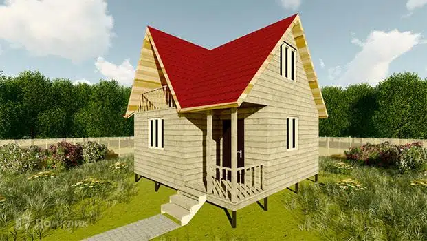 Проект дома «Проект №25» компании Земле-Строй из материала Брус естественной влажности площадью 36м² под ключ за 1665000₽ в Луганске | 2 этажа, 2 спальни, 1 санузел – Домклик